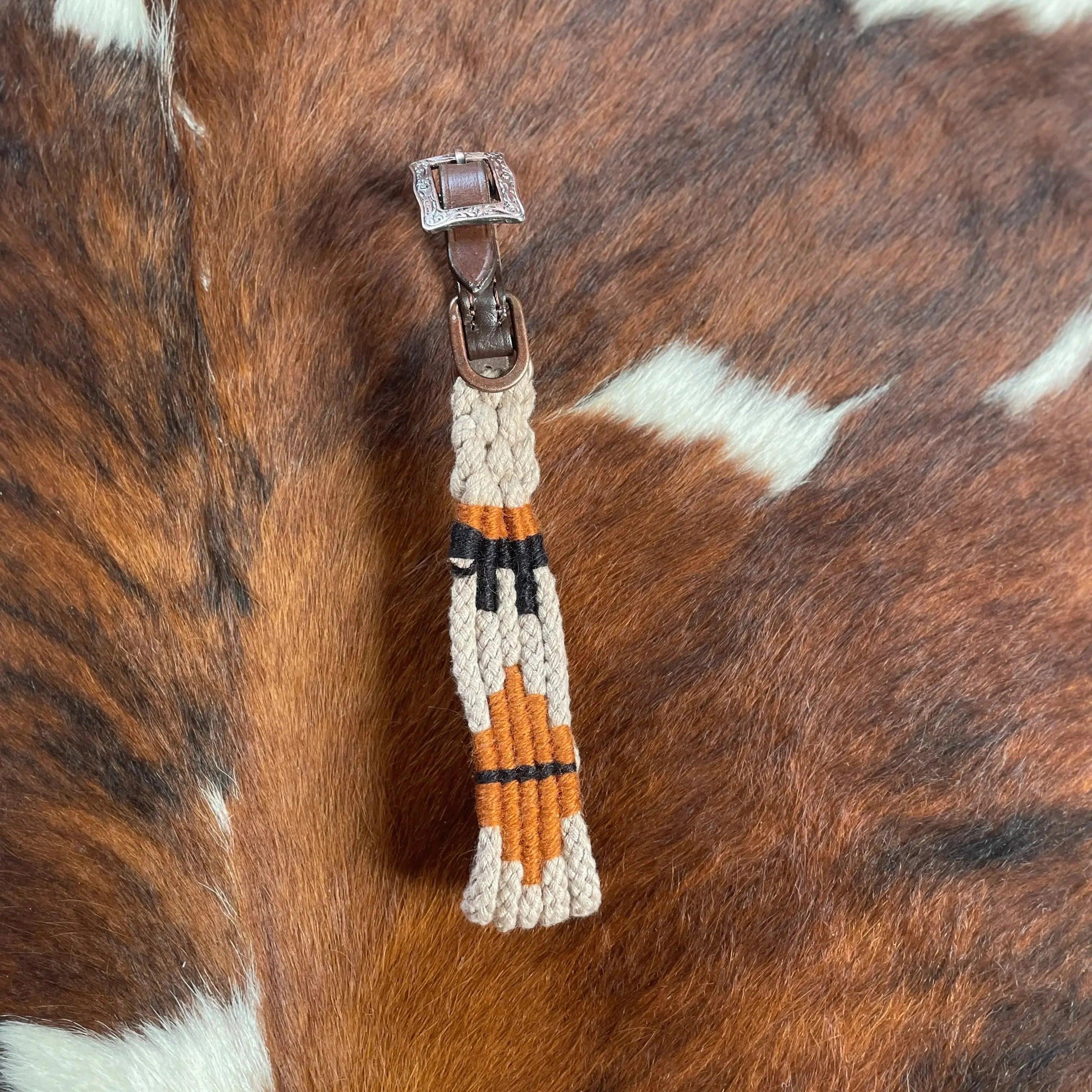 Corded Leather Dog Collar - Tan/Black Dog