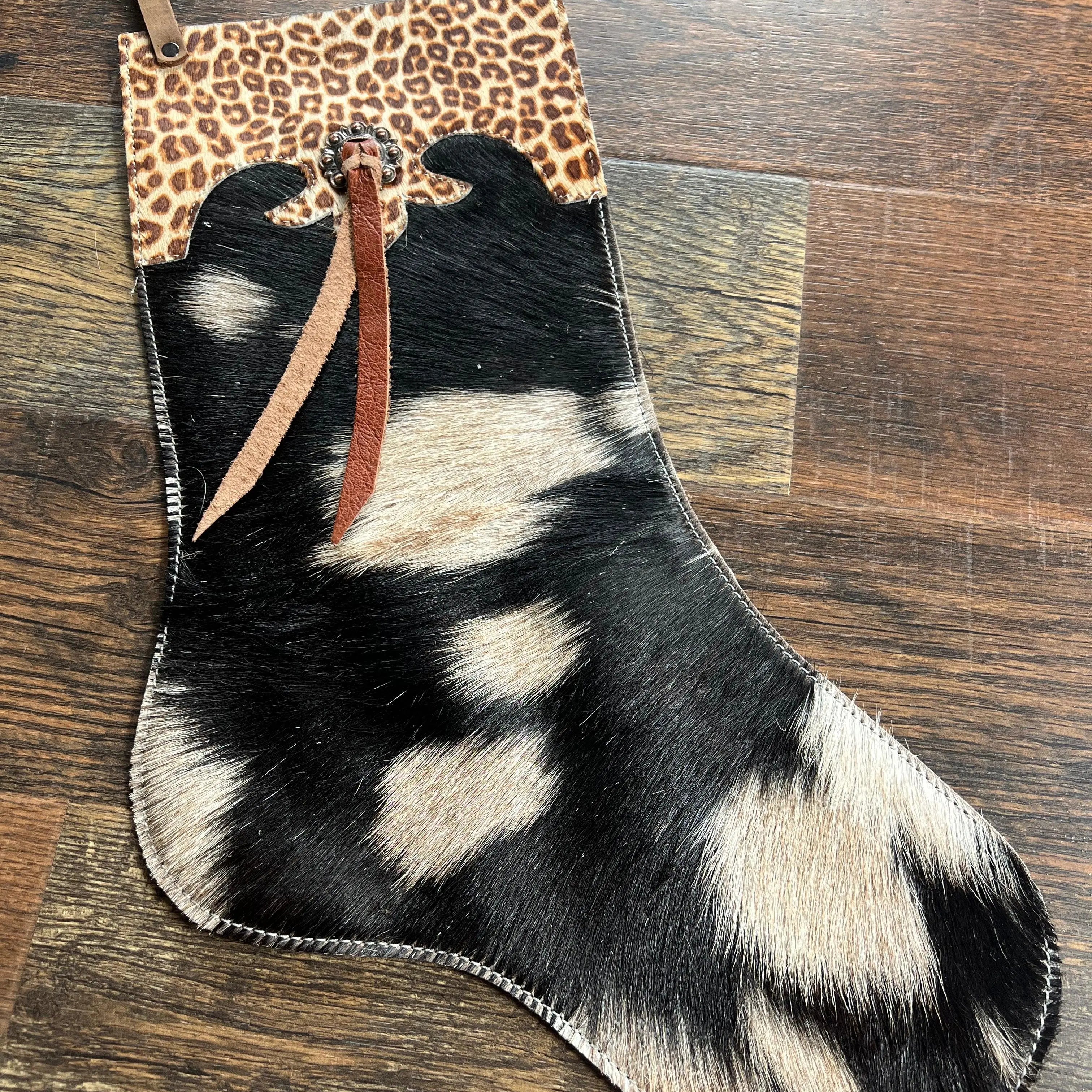 Black and White Cowhide Christmas Stocking – Cheetah Cuff