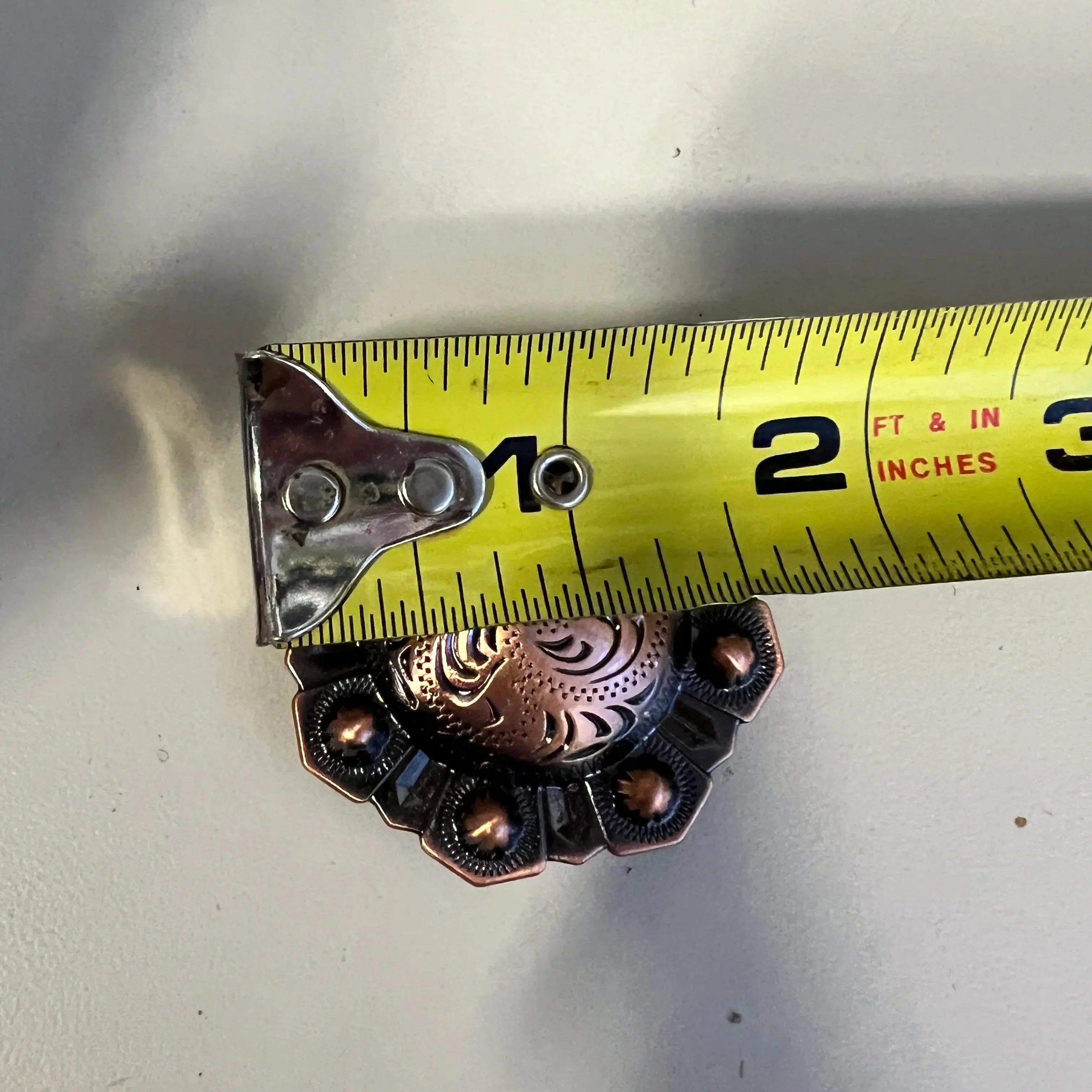 Copper octagon engraved concho with Screw- size