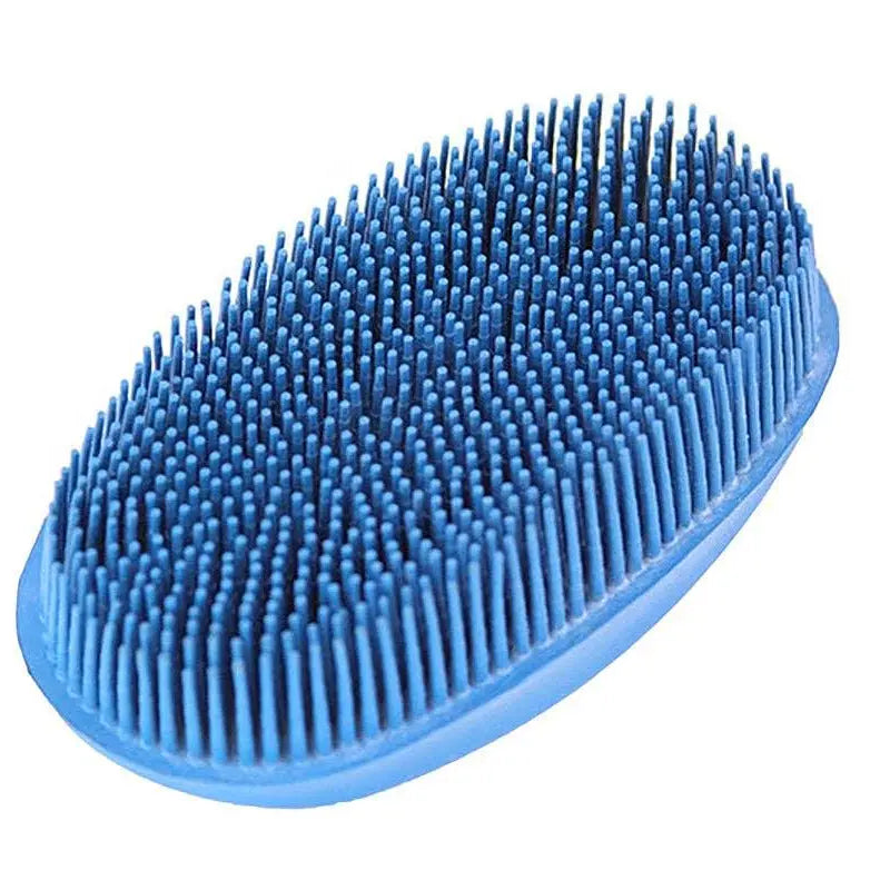 Oval Face Curry Grooming & Bathing Pet Brush Pacific Blue Horse