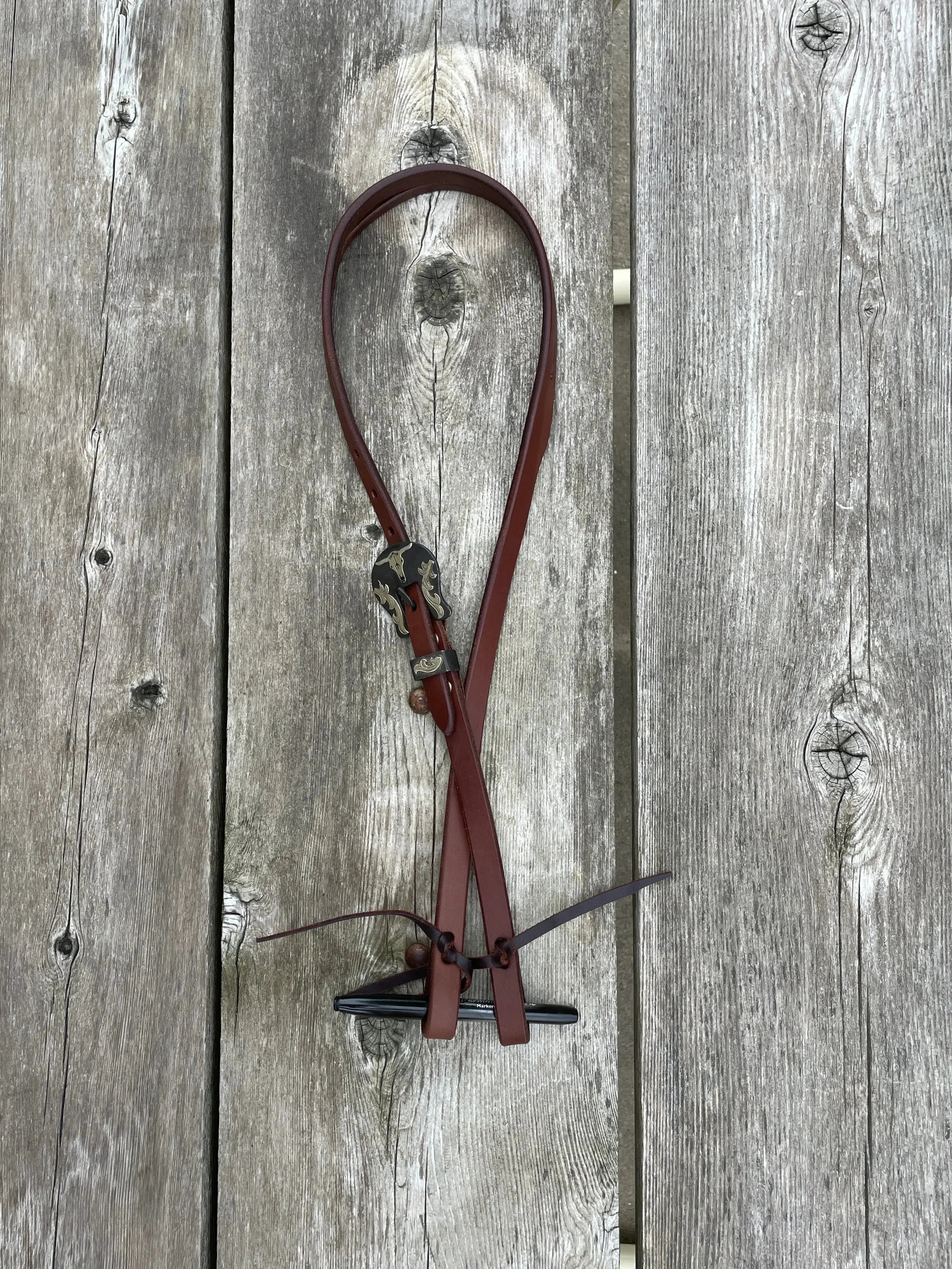 Oiled Harness Split Ear Headstall With Heritage Steer Buckle Horse