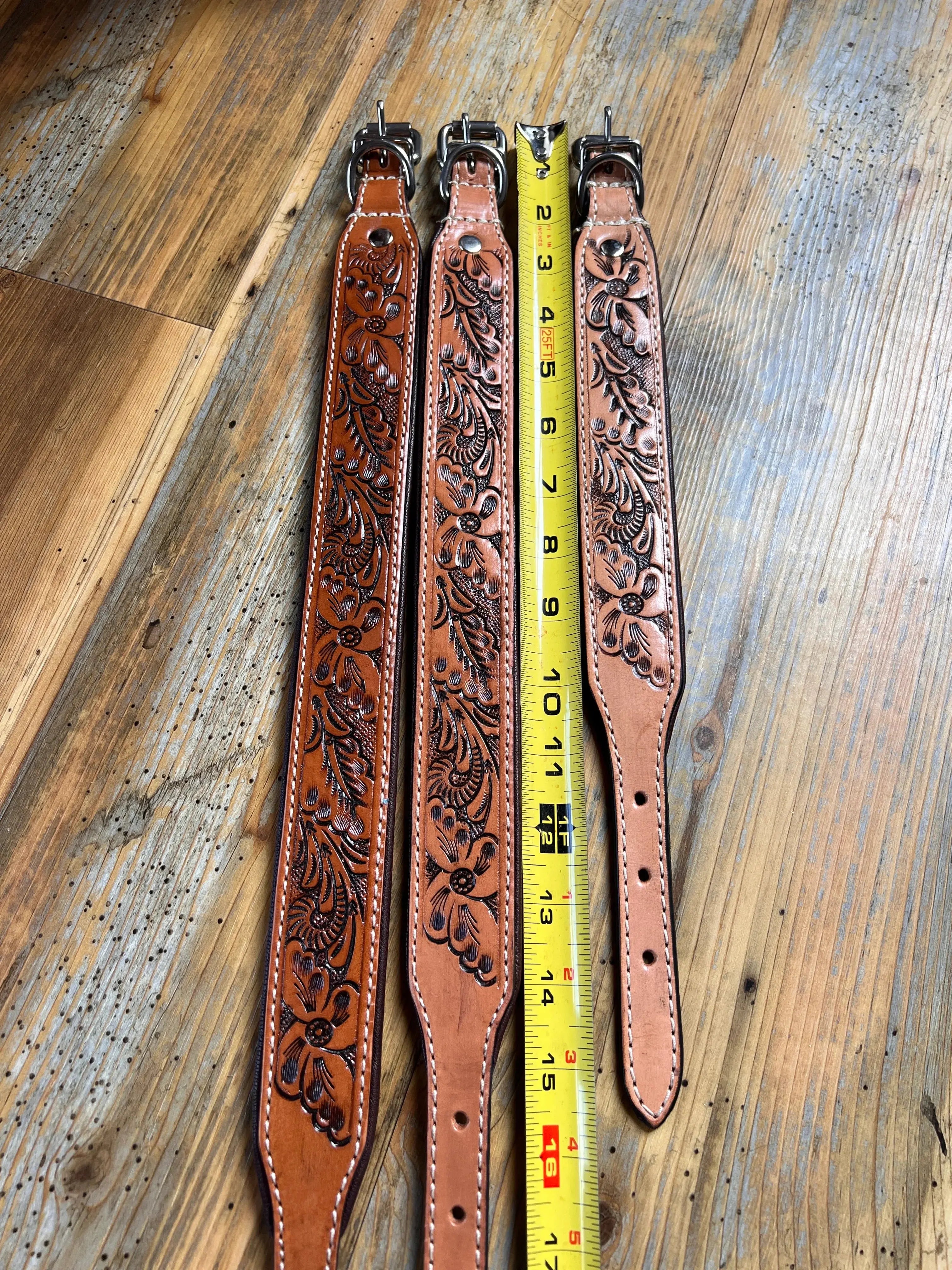 Tan hand tooled Dog collar
