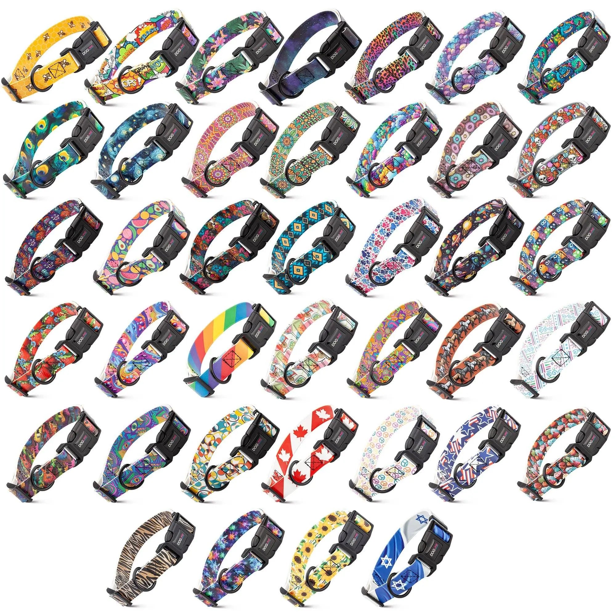 Dogline Biothane printed dog collar with quick-release buckle