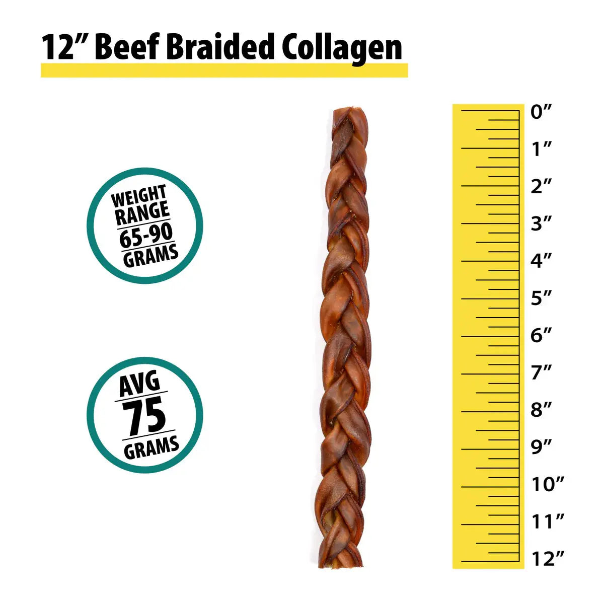 12" Braided Collagen Stick