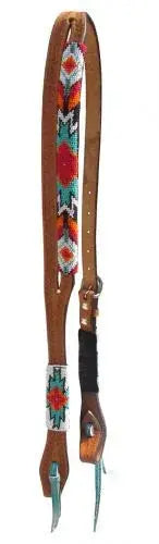 Argentina cow leather split ear aztec beaded headstall Horse