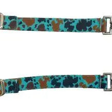 Teal Cow Print One Ear Nylon Headstall