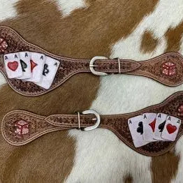 Rider's Luck Ladies Tooled Leather Spur Straps Horse