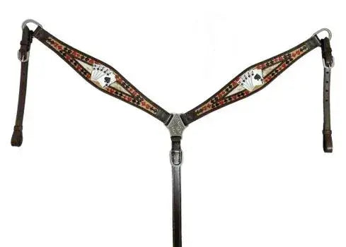 'Royal Flush' One Ear Headstall and Breast Collar Set Horse Tack