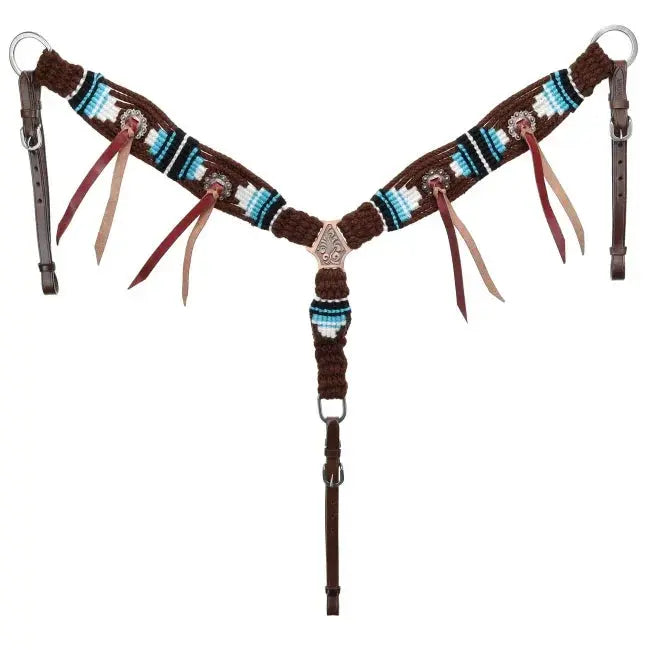 Teal Hollow Mohair One Ear Headstall and Breastcollar Set - Pony Size Horse