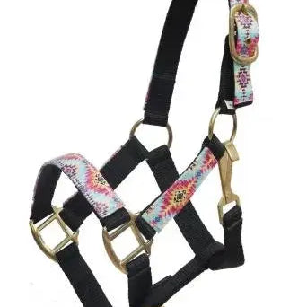 PONY Halter with multi color Navajo print overlay Horse