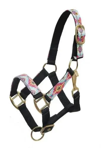 PONY Halter with multi color Navajo print overlay Horse