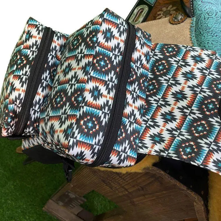 Teal & Orange Aztec Print Insulated Water Bottle Horn Bag