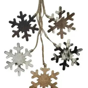 Cowhide Western Leather Christmas Ornament - Snowflake - Sold Individually