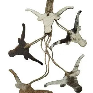 Cowhide Western Leather Christmas Ornament - Steer Head- Sold Individually
