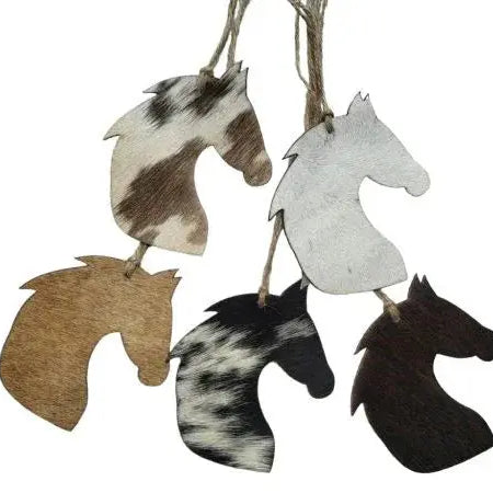 Cowhide Western Leather Christmas Ornament - Horse Head - Sold Individually