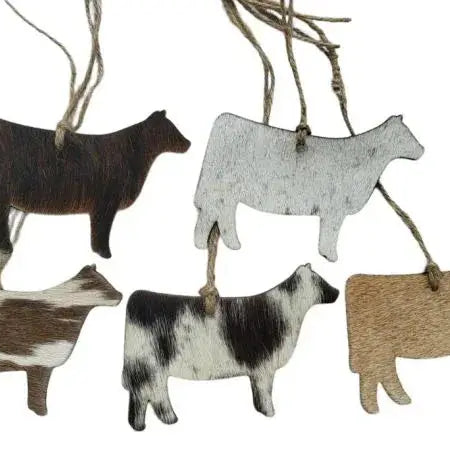 Cowhide Western Leather Christmas Ornament - Cow - Sold Individually