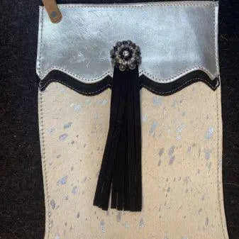Silver Acid Wash Cowhide Leather Christmas Stocking