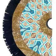 Cowhide Leather Christmas Tree Skirt - Acid Wash/Aztec Inlay People