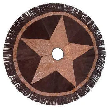 Suede Leather Christmas Tree Skirt - Embossed Leather Star People