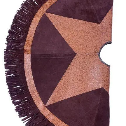 Suede Leather Christmas Tree Skirt - Embossed Leather Star People