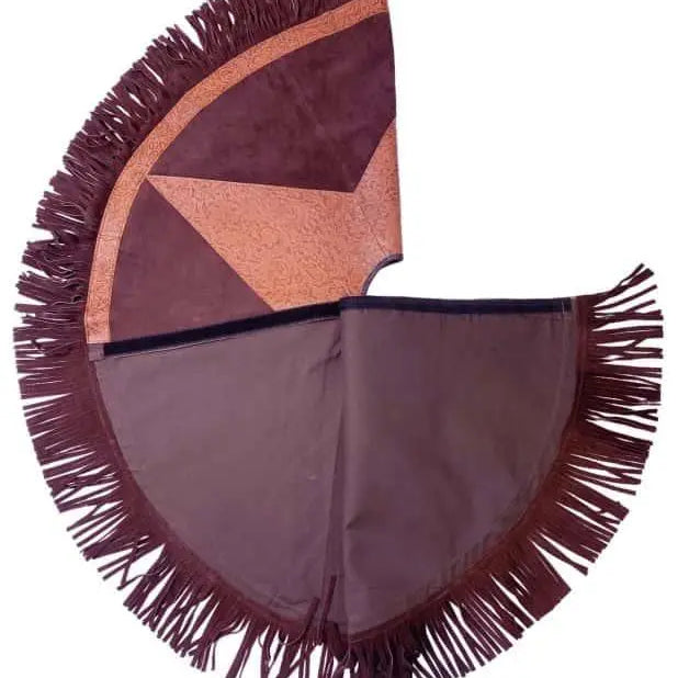 Suede Leather Christmas Tree Skirt - Embossed Leather Star People