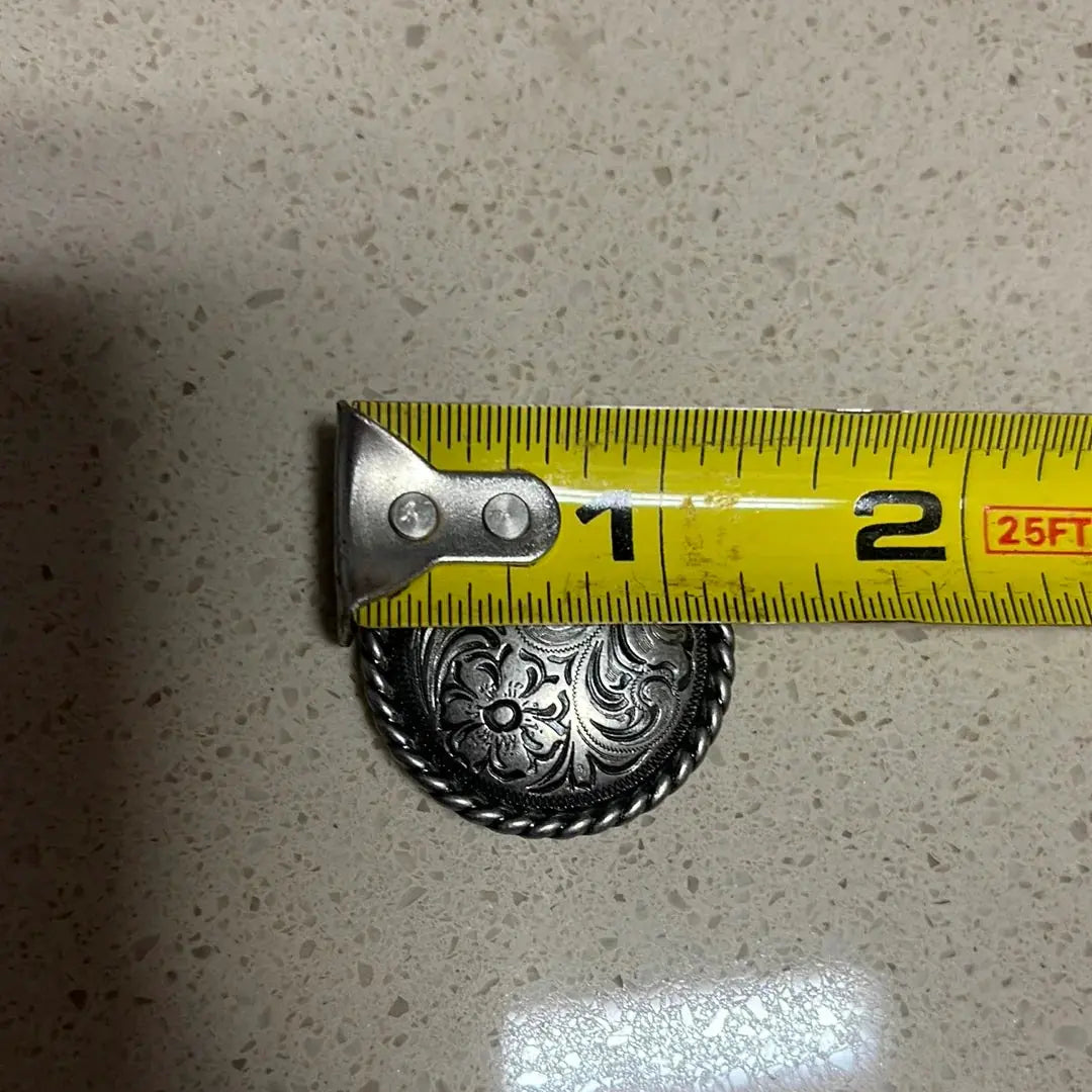 Silver engraved concho with Screw