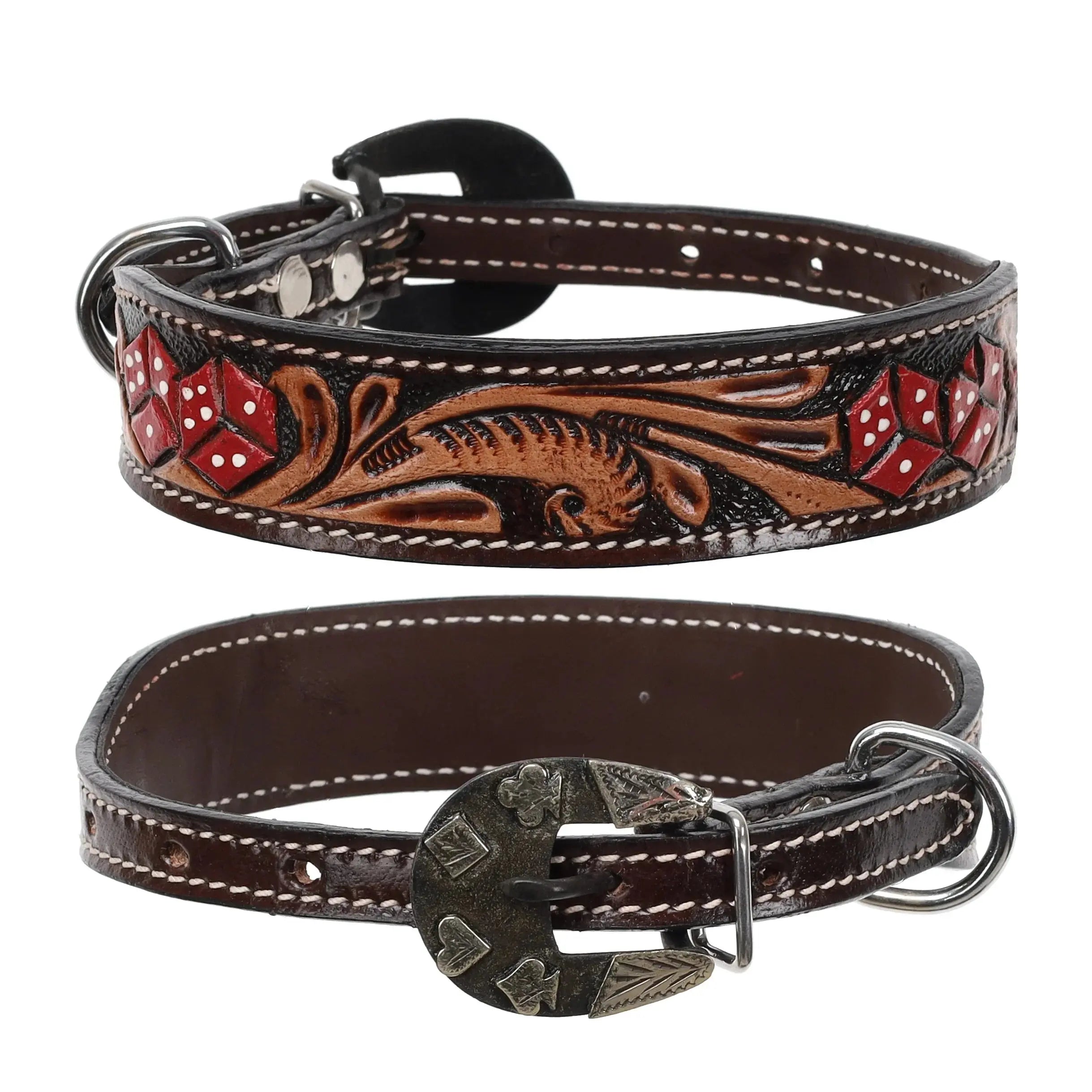 Dice Leather Dog Collar Dog