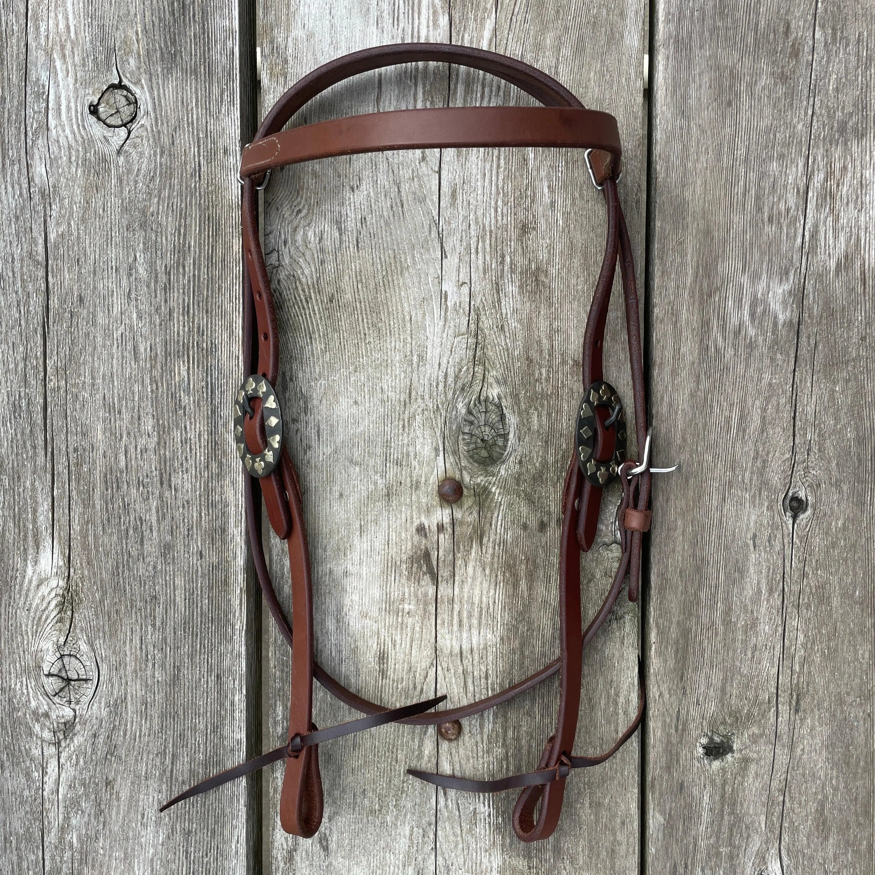 Oiled Harness Browband Headstall With Black Jack Buckle Horse