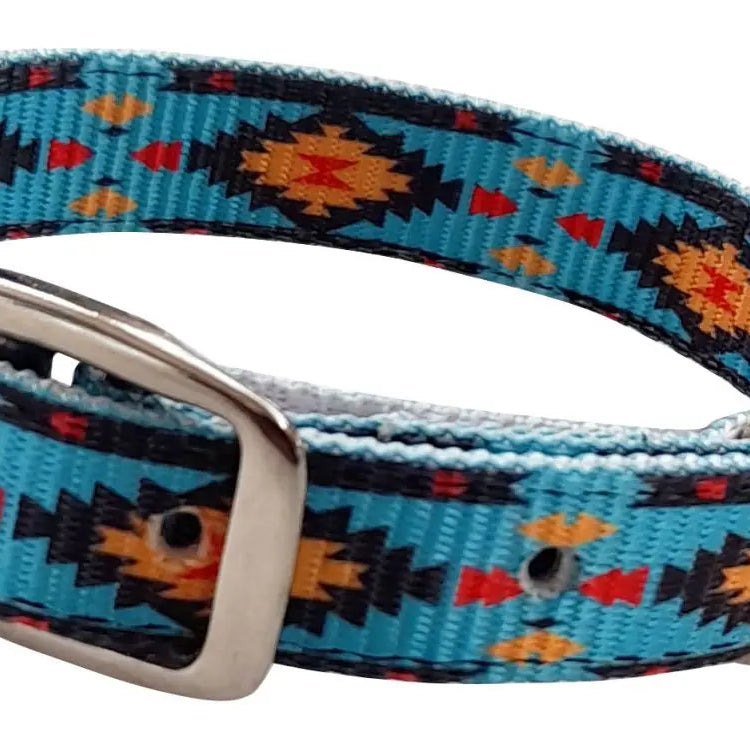 Teal Southwest designed nylon dog collar KP Pet Supply
