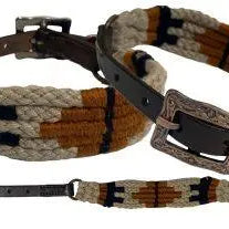 Corded Leather Dog Collar - Tan/Black Dog