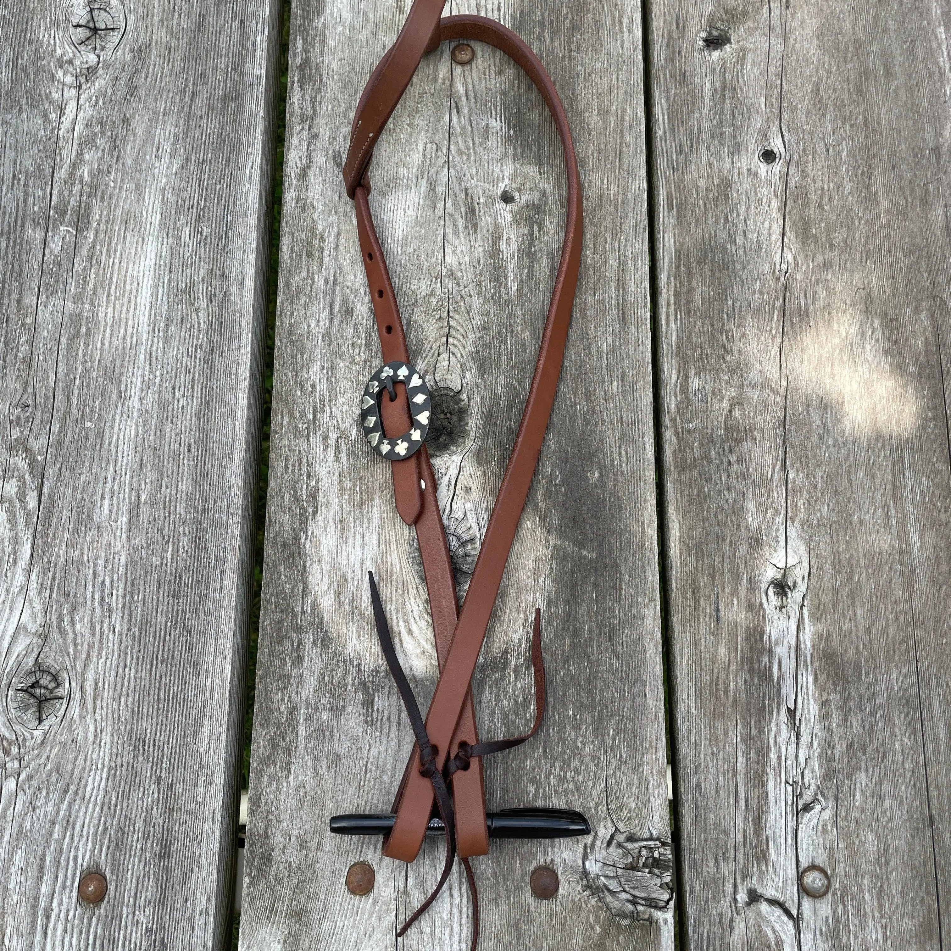 Oiled Harness Single Ear Headstall With Black Jack Buckle Horse