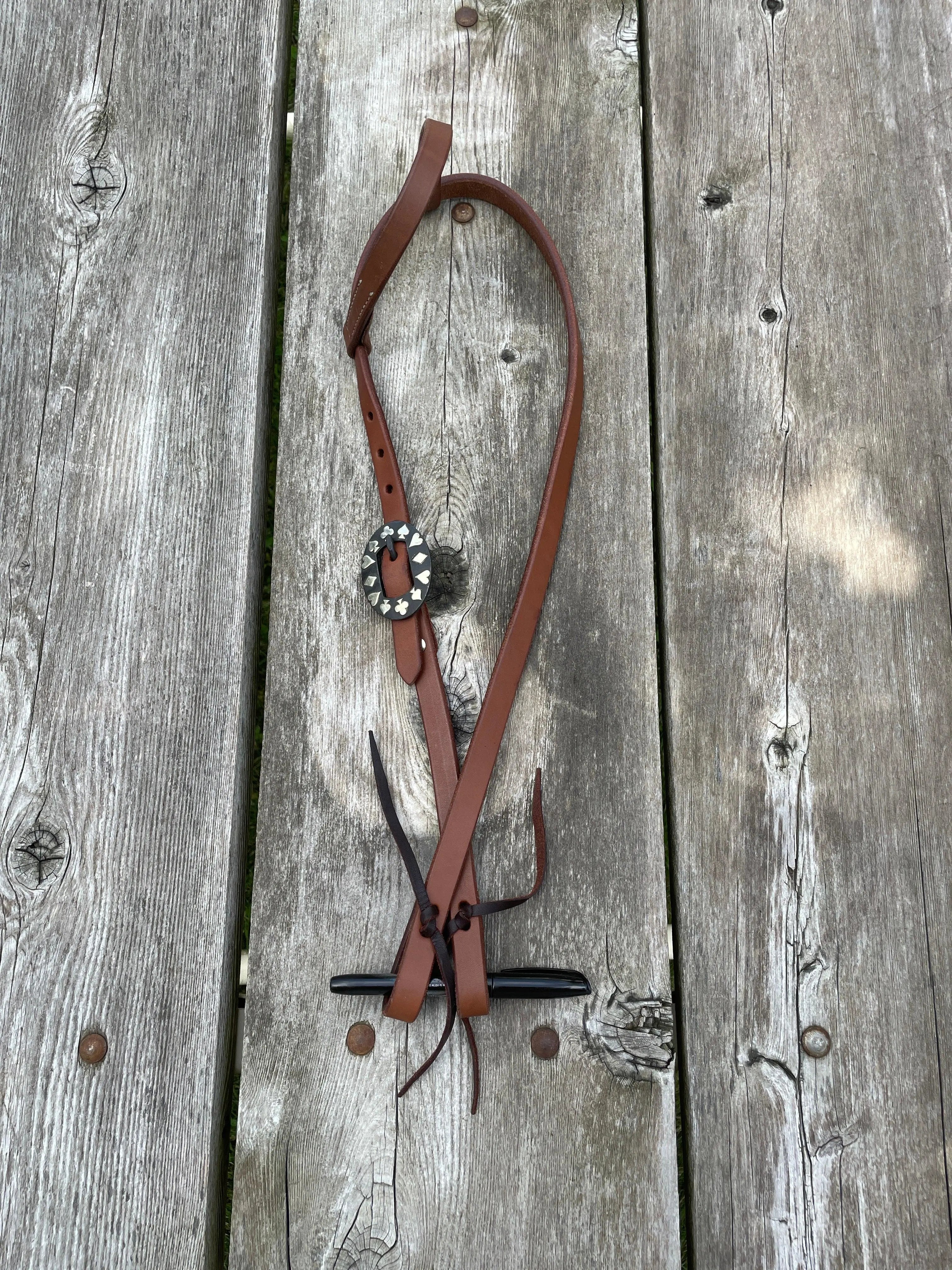 Oiled Harness Single Ear Headstall With Black Jack Buckle Horse