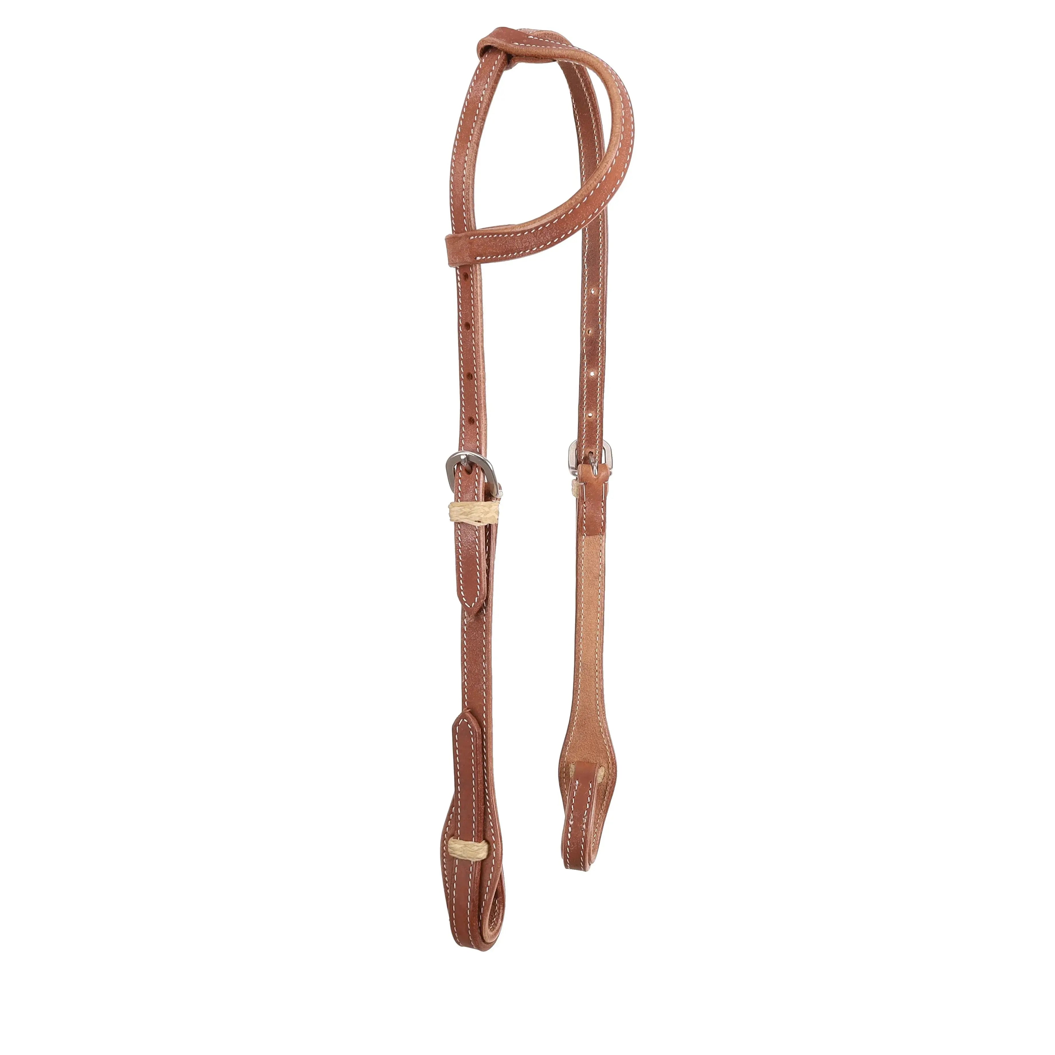 Tan Argentina cow leather one ear headstall with silver hardware