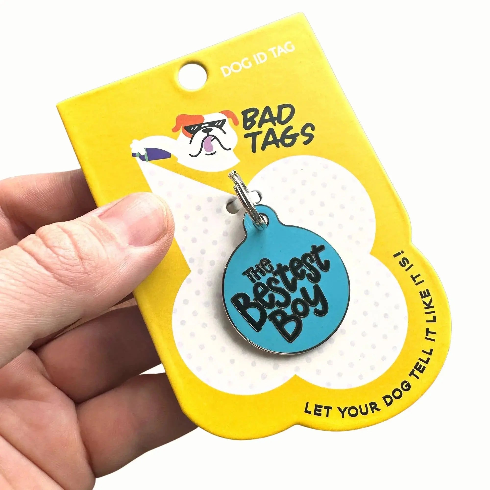 Personalized Dog ID Tag QR Code - The Bestest Boy: Engraved QR Code / Large 1.25"