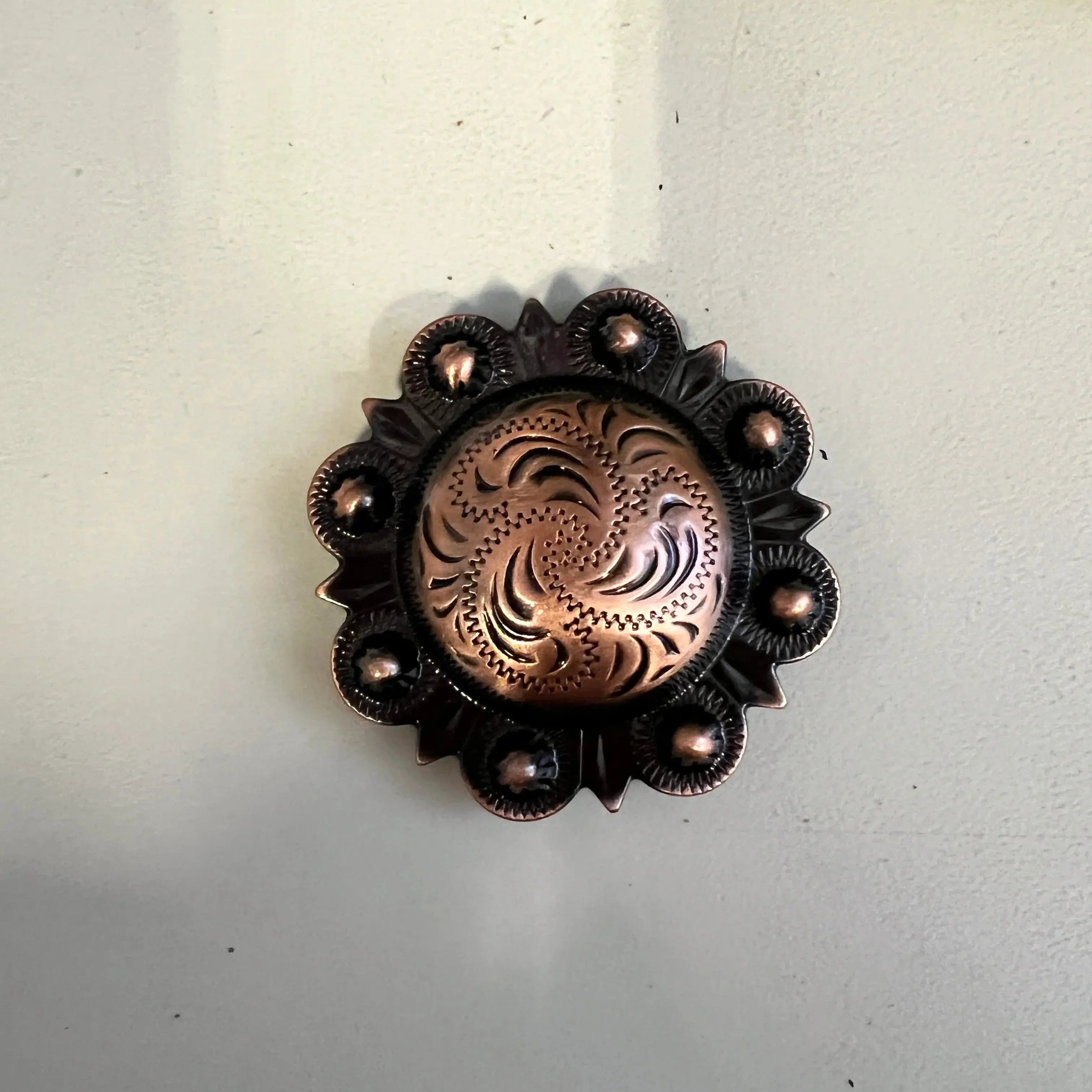 Copper engraved concho with Screw