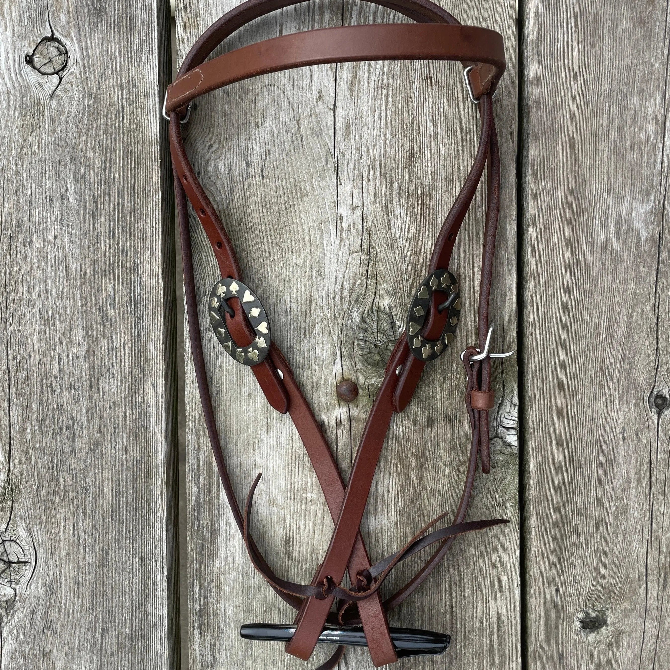 Oiled Harness Browband Headstall With Black Jack Buckle Horse