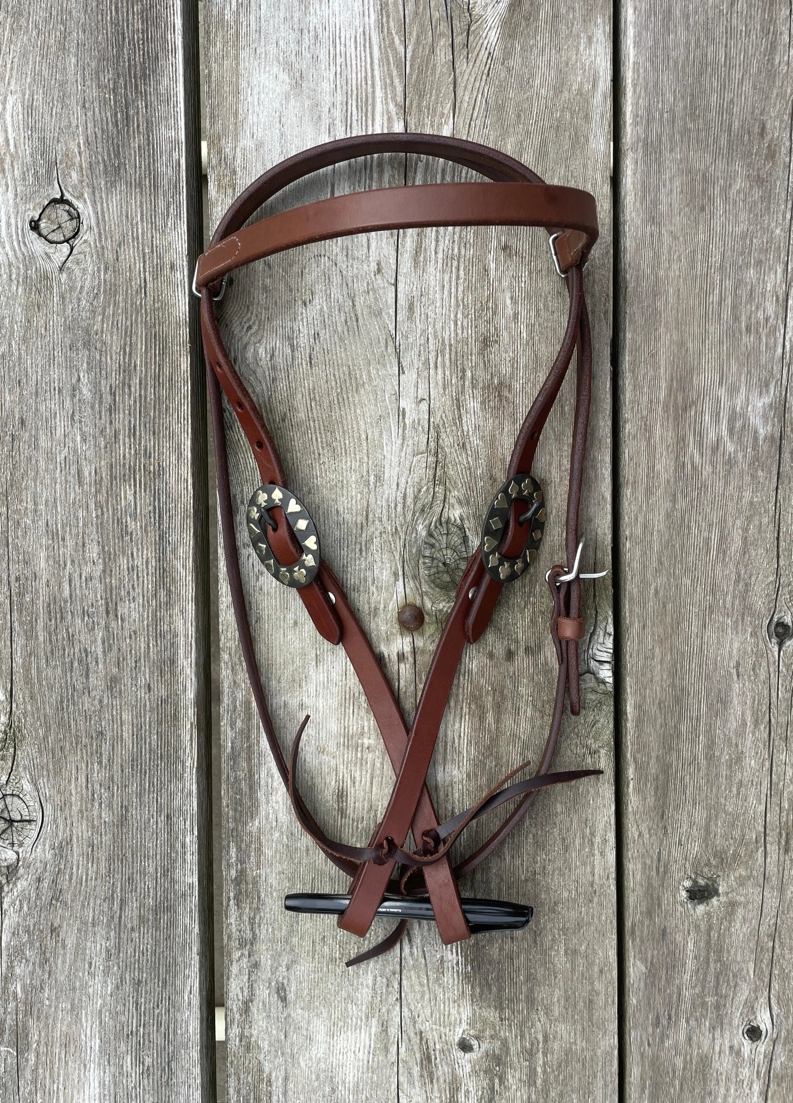 Oiled Harness Browband Headstall With Black Jack Buckle Horse