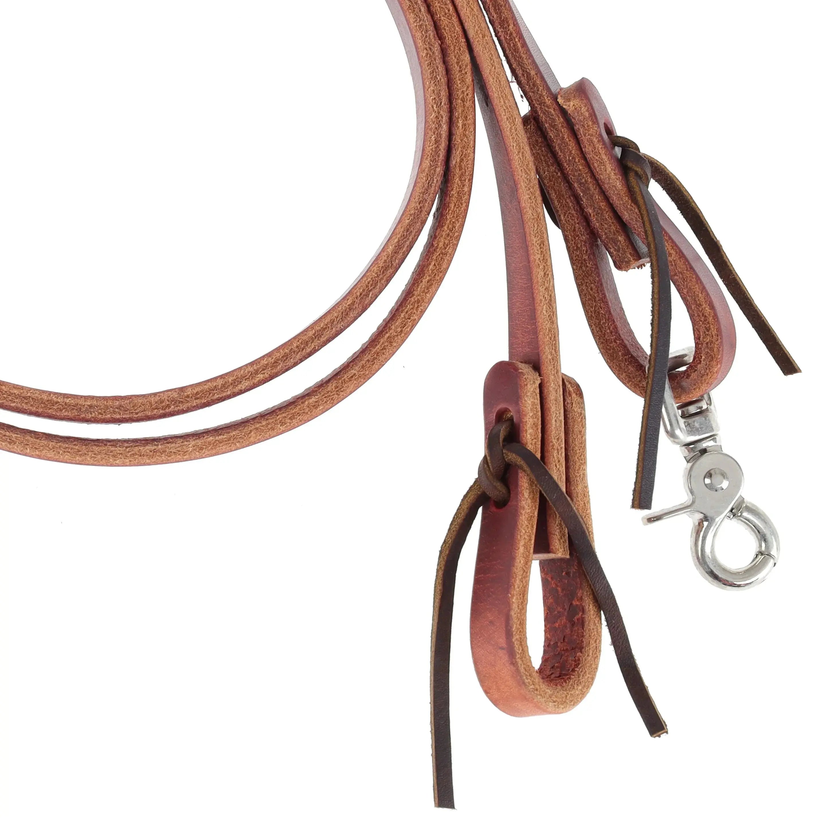 7' x 5/8" Harness Leather Roping Reins - Made in the USA Horse close up