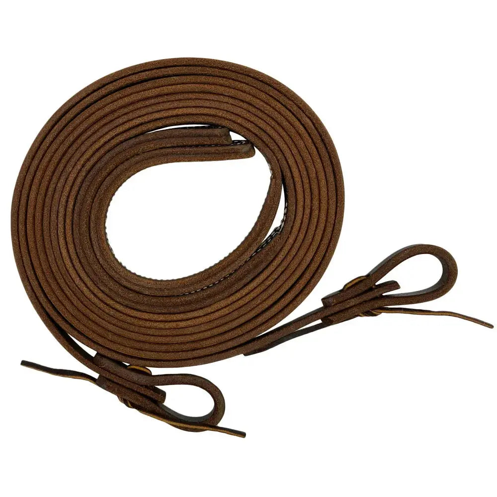 8' x 1/2" Oiled Harness Leather Split Reins with Weighted Ends- Made in USA