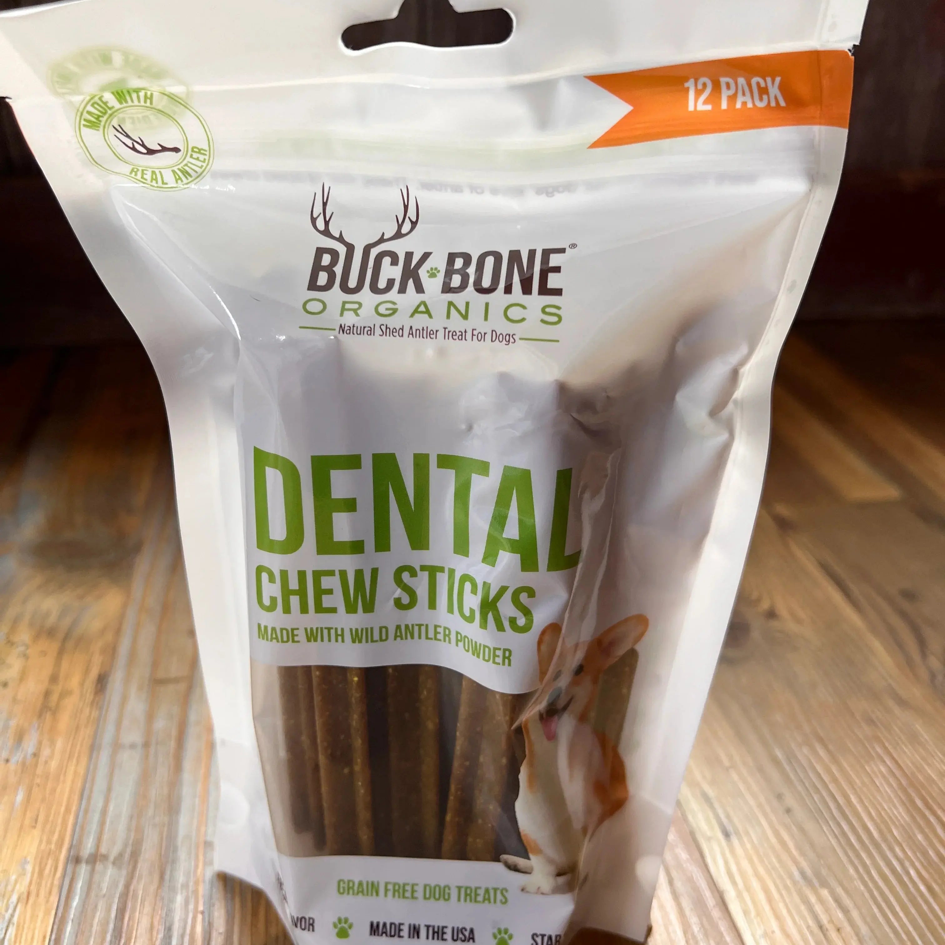 Grain Free Dental Chews 12 Pack, made with Antler Powder, Peppermint and Apple dog chew