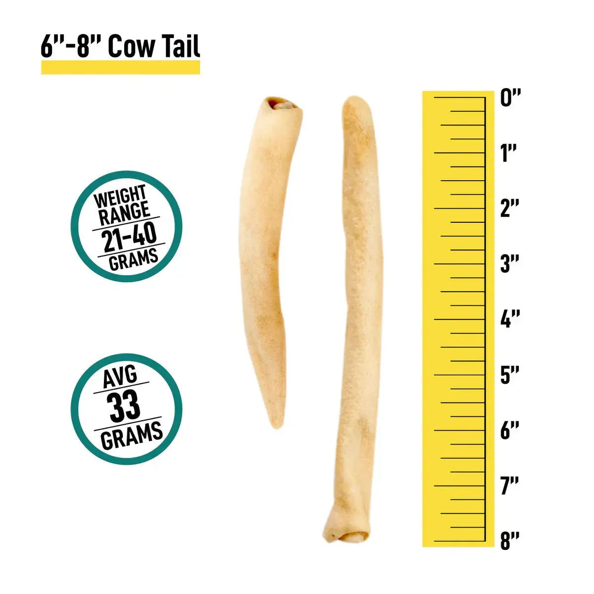 6-8" Cow Tails sizing