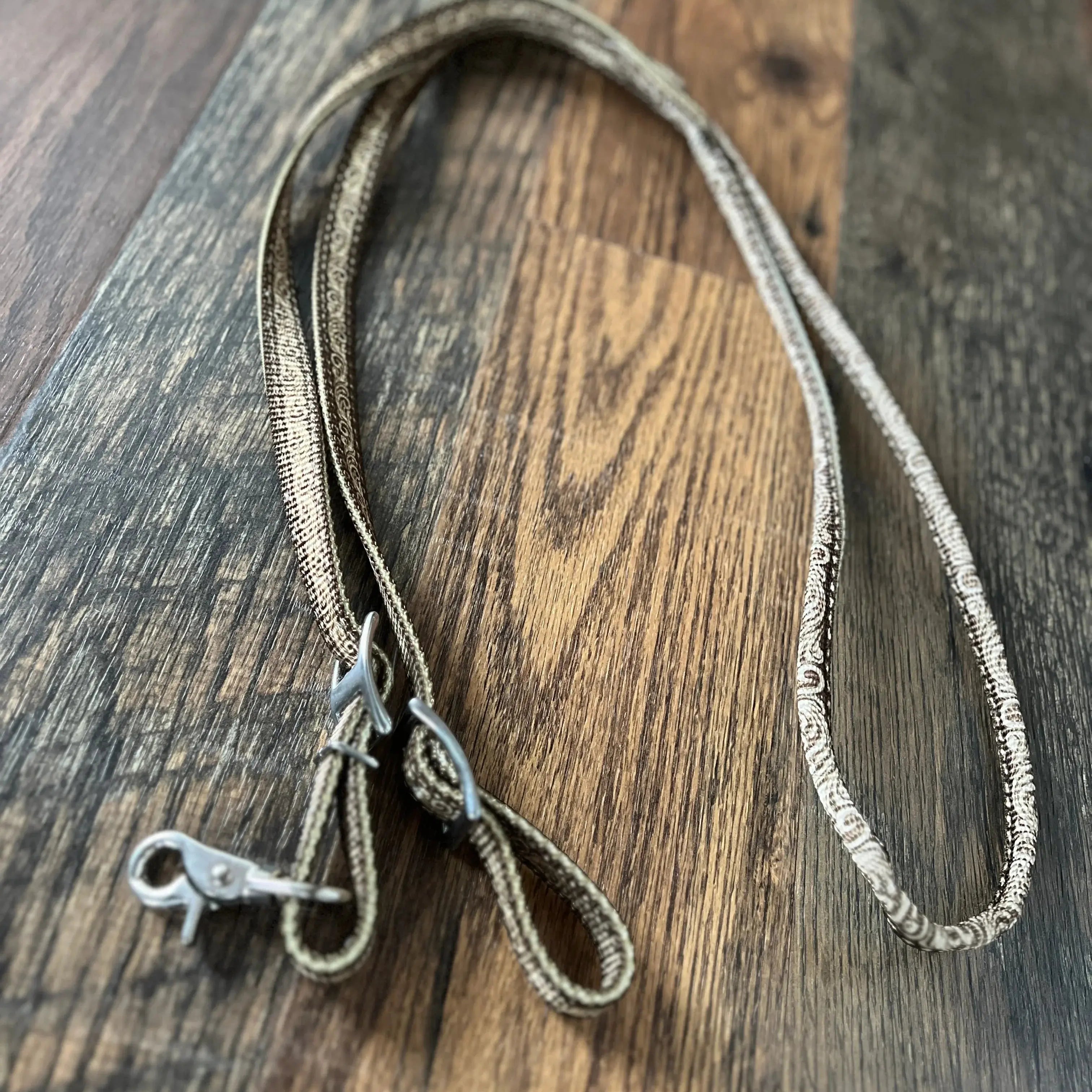 Brown Filigree Rolled Nylon Contest Reins Reins