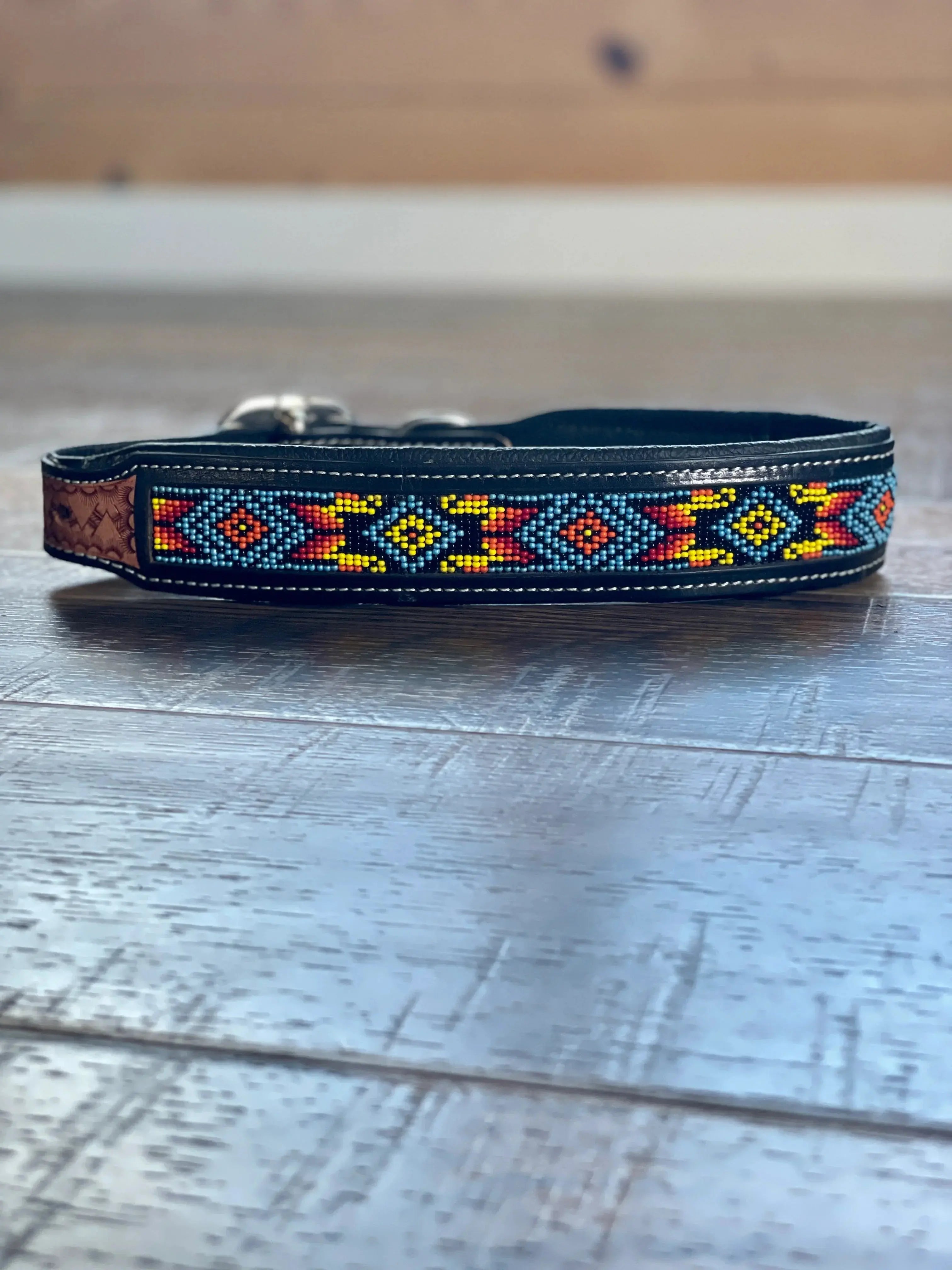 Dodger Trail Handcrafted Padded Beaded Dog Collar Dog