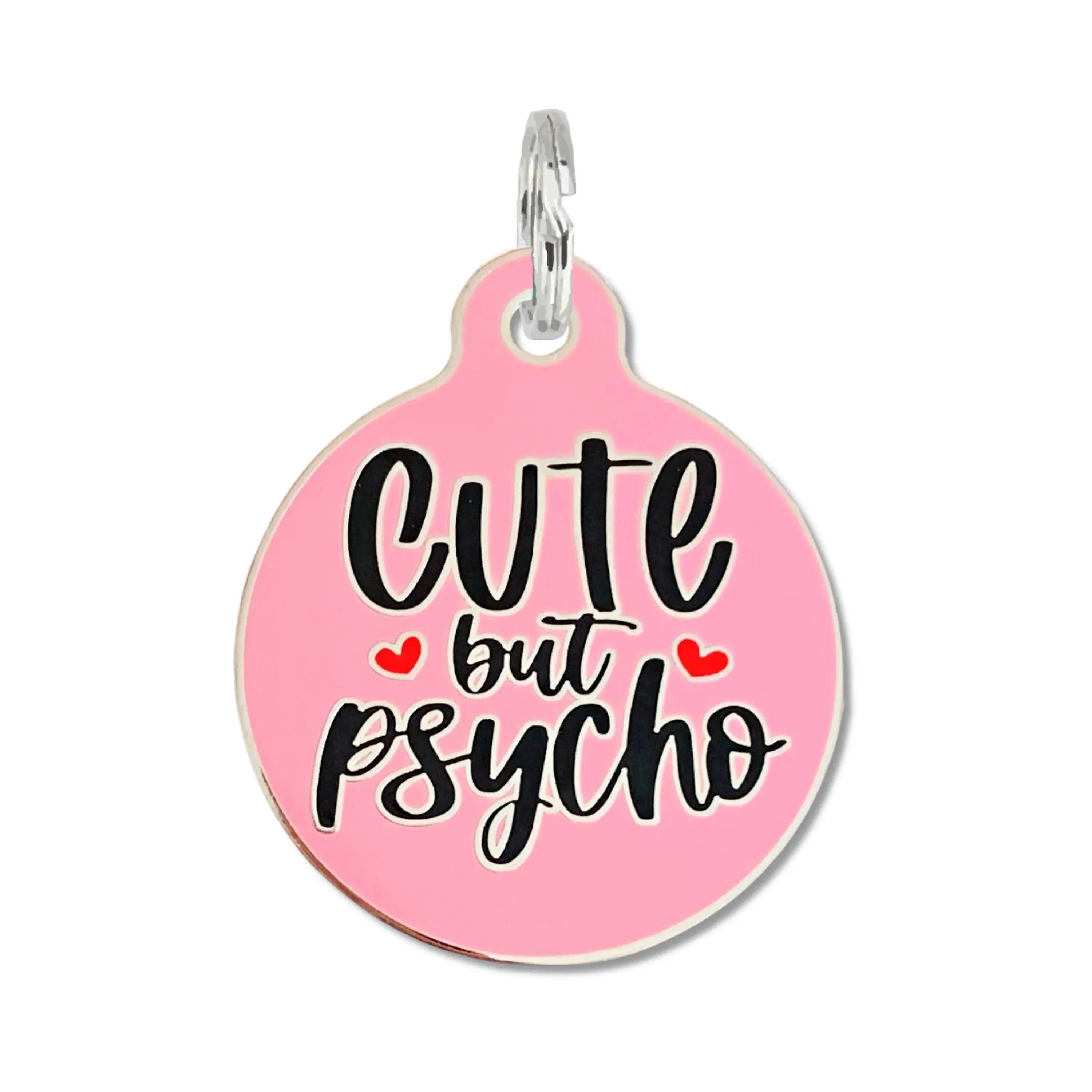 Dog ID Tag with Personalized QR Code - Cute but Psycho