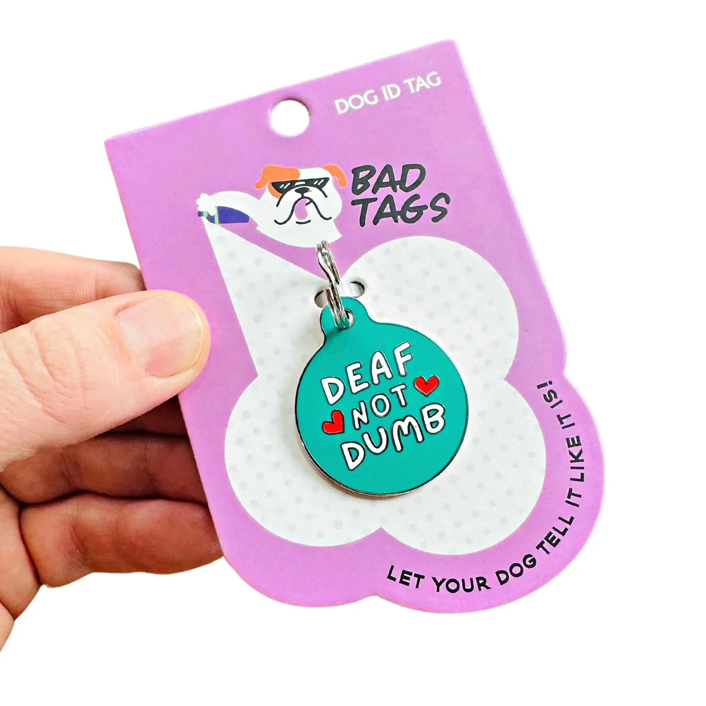 Dog ID Tag with Personalized QR Code - Deaf not Dumb