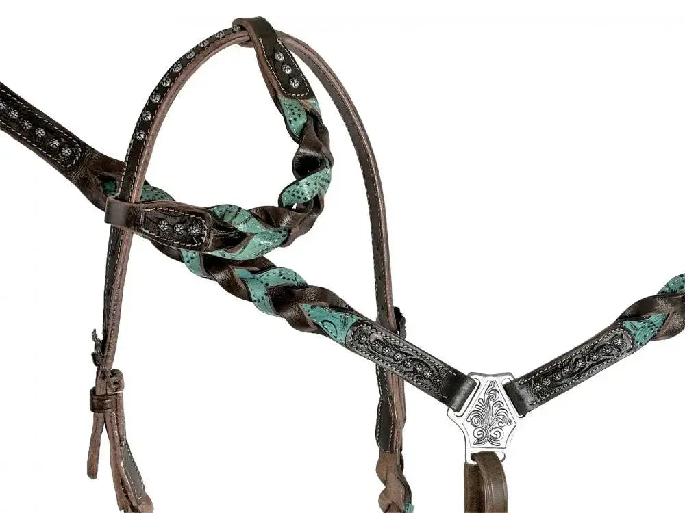 Miracle Braid One Ear Headstall and Breast Collar Set Horse