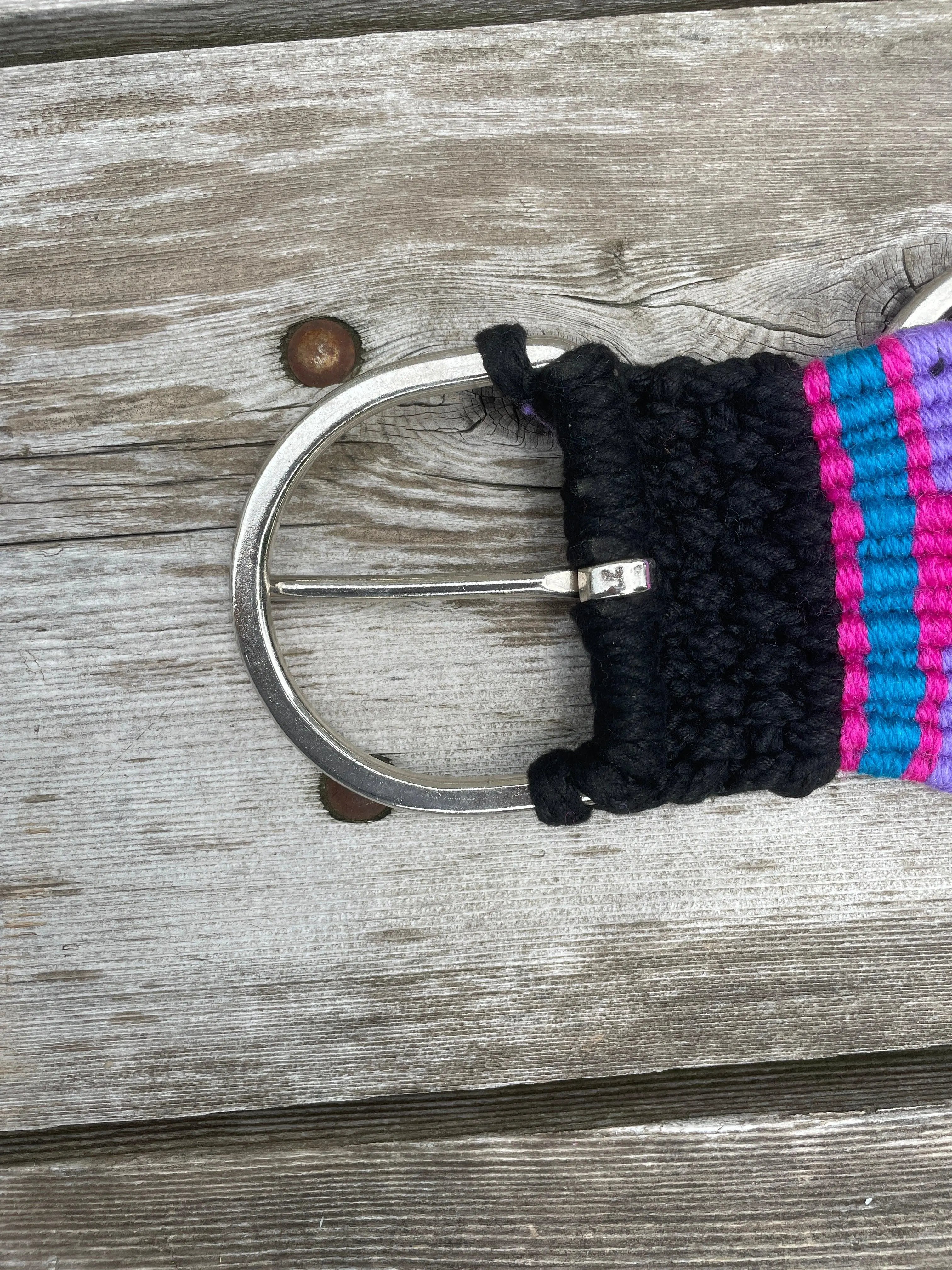Black Multi Strand wool blend string girth with Aztec Design