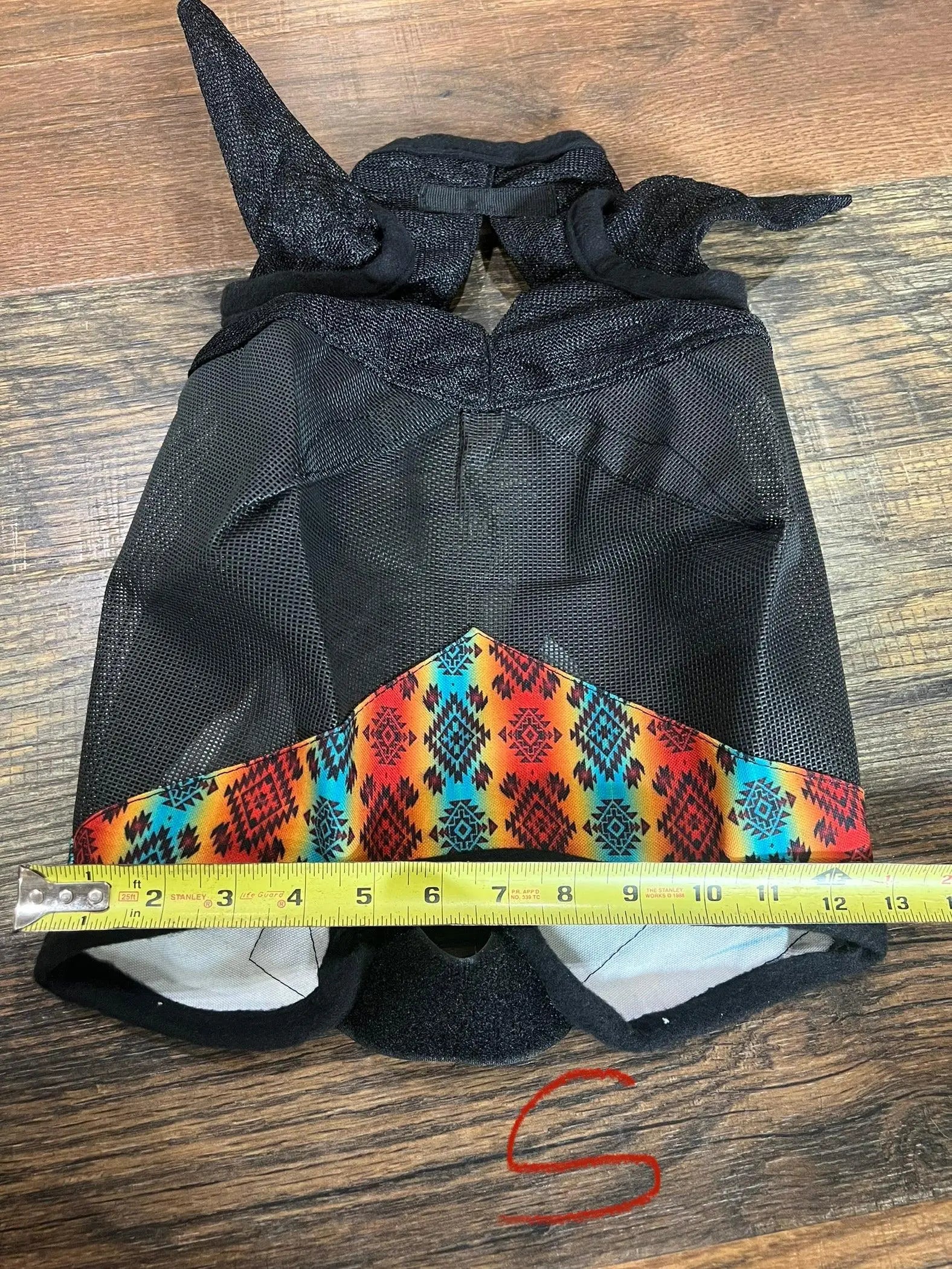 Yellow/Orange Aztec print accent horse size fly mask with ears