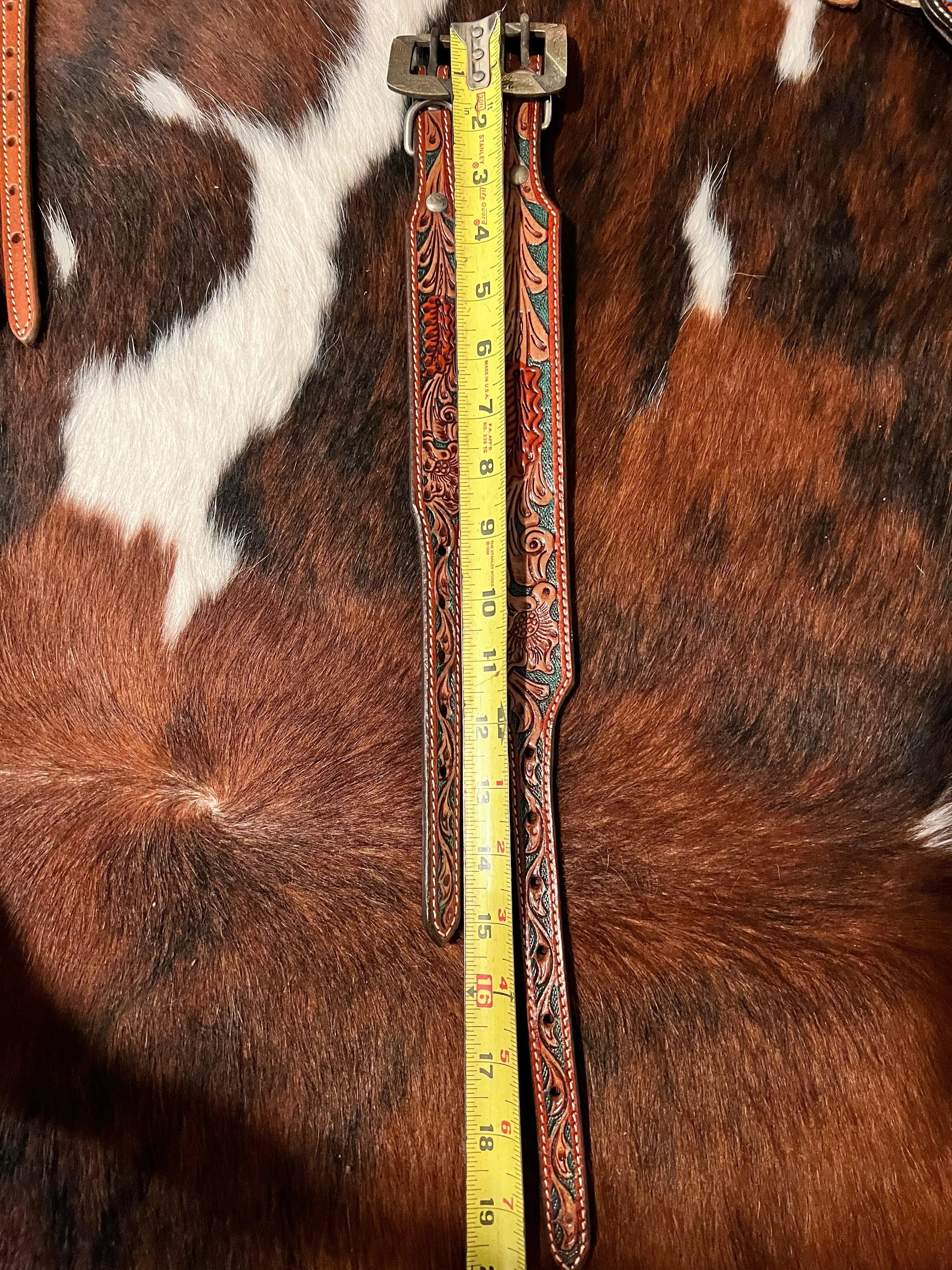 Turquoise Vine Leather Dog Collar Dog- size
