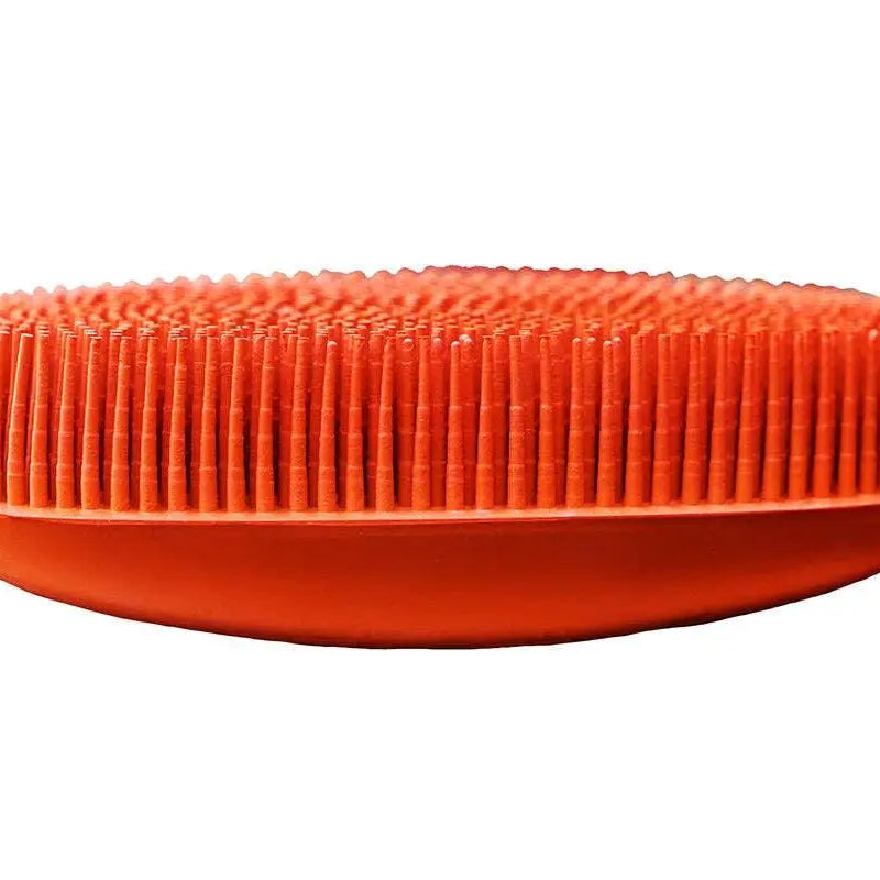 Oval Face Curry Grooming & Bathing Pet Brush Orange Horse
